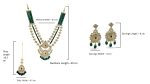 Dark Emerald Green beads and White Kundan stone studded layered necklace set with earrings and matching mang tikka - Image 6