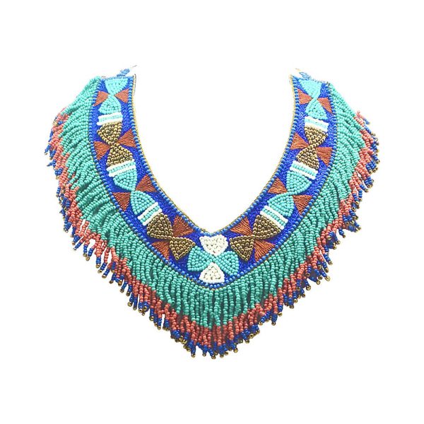 Turquoise & Navy Blue Beaded Collar