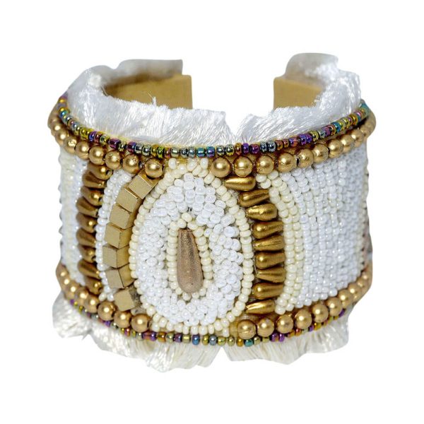 White & Golden Leaf Cuff