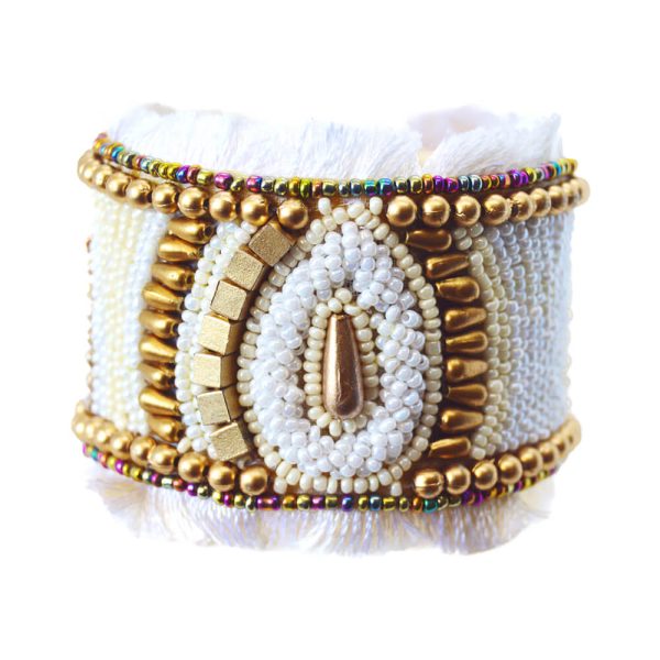 White & Golden Leaf Cuff