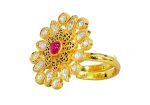Adjustable Rani Pink Kundan stone Ring with Black Enameling Detailing