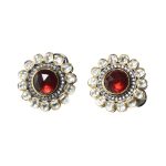 American diamond rounded flower design stud earrings