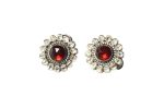 American diamond rounded flower design stud earrings