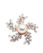 Sparkling flower Crystal stones Earrings with white pearls - Image 4