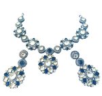 Victorian-inspired Floral Necklace Set with Silver and Sapphire Blue accents - Image 4