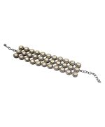 White Kundan stones and CZ Diamonds studded gold and metallic grey multilayered chain bracelet - Image 4