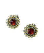 American diamond rounded flower design stud earrings - Image 2