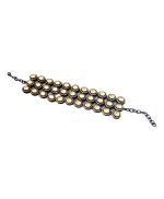 White Kundan stones and CZ Diamonds studded gold and metallic grey multilayered chain bracelet - Image 2
