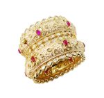 Lotus Pink & White Kundan bangle set with Pastel Pink Enameling - Image 3