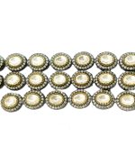 White Kundan stones and CZ Diamonds studded gold and metallic grey multilayered chain bracelet - Image 3