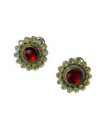 American diamond rounded flower design stud earrings - Image 4