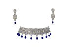 Classic ADCZ Rhodium Plated Necklace Set with blue crystals - Image 4
