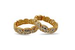 Vintage inspired set of broad Kundan Bangle with Gold finish - Image 5