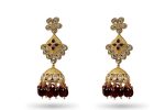 Maroon & White Kundan stone Neck Choker with golden detailing and Maroon beads - Image 5
