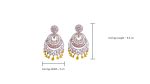 White and Yellow American diamond round chandbalis with Shiny drop crystals - Image 5