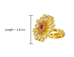 Adjustable Rani Pink Kundan stone Ring with Black Enameling Detailing - Image 4