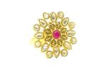 Adjustable Rani Pink Kundan stone Ring with Black Enameling Detailing - Image 3