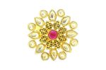 Adjustable Rani Pink Kundan stone Ring with Black Enameling Detailing - Image 2
