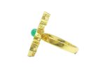 Kundan Flower Ring with green & white stones and Pastel Green Meenakari - Image 3