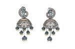 Rose Gold & Metallic black finish vintage Jhumkhi earrings with CZ stones
