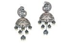 Rose Gold & Metallic black finish vintage Jhumkhi earrings with CZ stones - Image 3