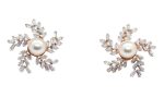 Sparkling flower Crystal stones Earrings with white pearls - Image 5
