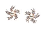 Sparkling flower Crystal stones Earrings with white pearls - Image 3