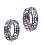 CZ Hoop Earrings in Grey Metallic and Rose Gold Finish - Image 3