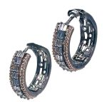 CZ Hoop Earrings in Grey Metallic and Rose Gold Finish - Image 4