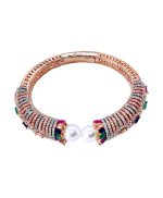 Sparkling multicolored Pearl Bracelet Adorned with  American Diamonds Stones - Image 3