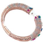 Sparkling multicolored Pearl Bracelet Adorned with  American Diamonds Stones - Image 4