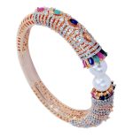 Sparkling multicolored Pearl Bracelet Adorned with  American Diamonds Stones - Image 2