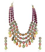 Mesmerizing Rani Haar with Multicolor stones & Beads and Dangling Earrings - Image 5