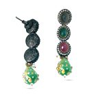Mesmerizing Rani Haar with Multicolor stones & Beads and Dangling Earrings - Image 4