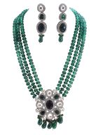Emerald green antique Victorian Style Layered Necklace Set with Matching Earrings - Image 2