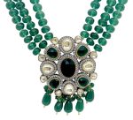 Emerald green antique Victorian Style Layered Necklace Set with Matching Earrings - Image 3