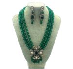 Emerald green antique Victorian Style Layered Necklace Set with Matching Earrings - Image 4